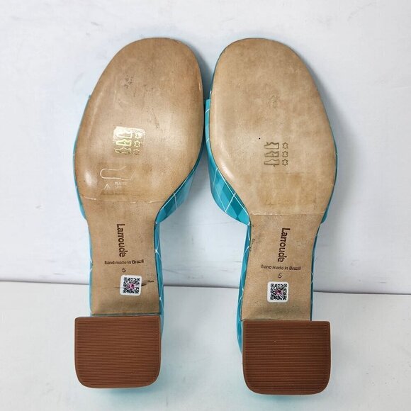 Larroude Aqua Argyle Brigitte Patent Leather Mules, Women's 5 - Picture 7 of 10